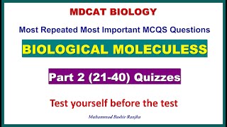 Biological Molecules MCQS Part-2 #mdcatbiology #mdcat2024 #biologicalmolecules #etea2024 #nums2024