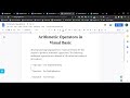 Arithmetic Operators in Visual Basic