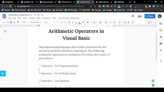 Arithmetic Operators in Visual Basic