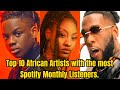 Top 10 African Artists with the most Spotify Monthly Listeners