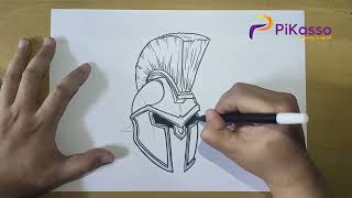 How to Draw a Roman Soldier Helmet Easy step by step