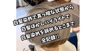 脱白髪染め!!白髪染めで真っ黒なベースから白髪ぼかしハイライトで白髪染めを辞める全工程!!