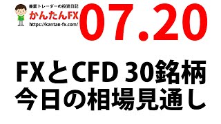 かんたんFX：7月20日FXとCFD今日の相場見通し