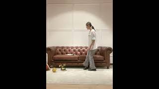 Our classical chesterfield leather sofa made of genuine leather.