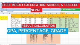 GPA Result Calculation on Excel Automatic||Student Result Calculation in Nepal||Advance Excel-Nepali