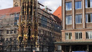 [Gold Ring, Beautiful Fountain ( Schoner Brunnen ) in Main Market ( Hauptmarkt ) Nuremberg, Germany