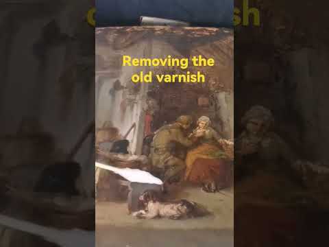 How to remove old varnish revealing the original colors #shorts #artconservation #usa #art