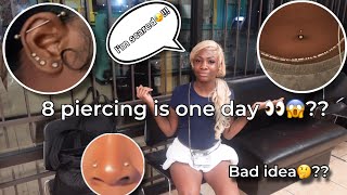 Taking the risk and getting 8 different piercings in one day 😱 (bad idea???, did it hurt👀)Ft Amofoot