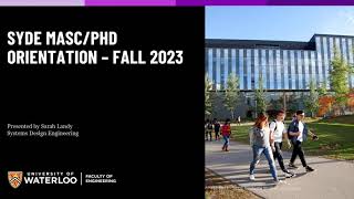 SYDE MASc and PhD Orientation – Fall 2023