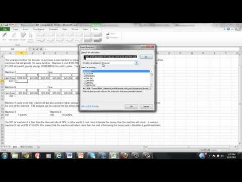 IRR Function in MS Excel IRR Function in MS Excel