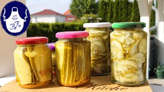 Gurkensalat und Sandwich  - Gurken im Vorrat einkochen