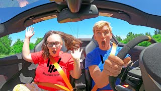 Mystery Neighbors Disguise Falls off in My NEW Supercar!! (Ellen's Face Reveal)