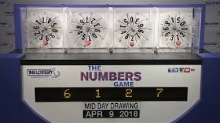 Midday Numbers Game Drawing: Monday, April 9, 2018