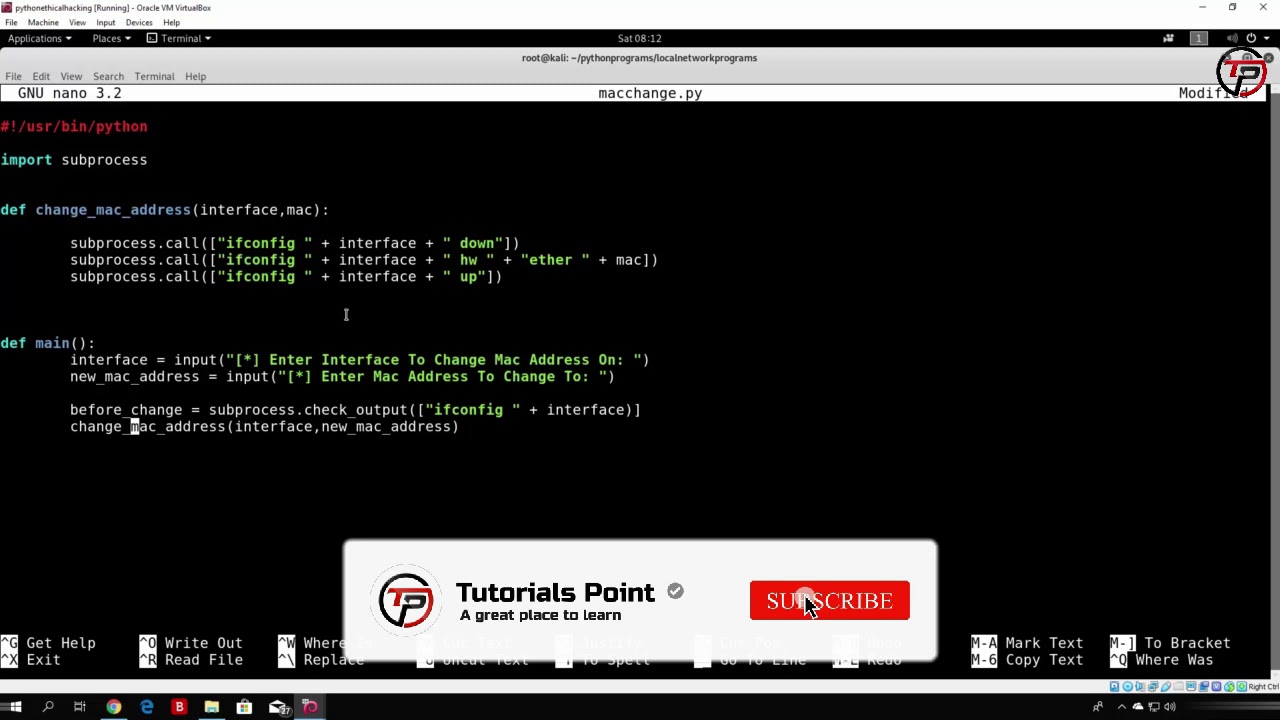 Ethical Hacking 28 Coding Mac Address Changer Youtube