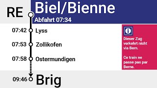 BLS Ansagen » RE Biel/Bienne — Brig (2023) | Wochenende | SLBahnen