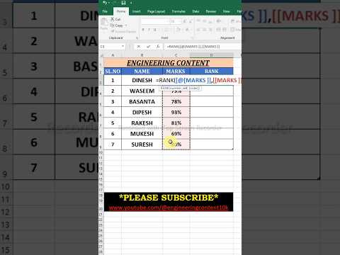 Cómo encontrar la clasificación en Excel #excel #exceltips #shorts #computer #laptop #ytshorts #views