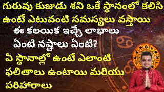 |గురు కుజ శని కలయిక ఇచ్చే శుభ అశుభఫలితాలు|ఏస్థానాల్లోఉంటేఎటువంటిఫలితాలు ఇస్తారు|shenigurukujaconjun|