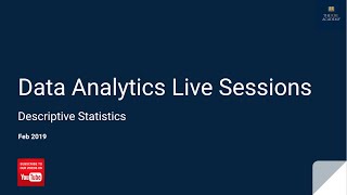 Data Science and Analytics for Beginners - Statistics 2: Exploring Data (LIVE)