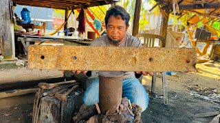 Knife Making - Forging A MACHETE From The Rusty LEAF SPRING