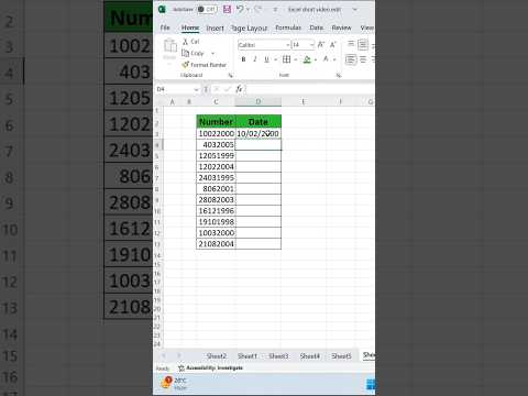 convert number to date in excel  #excel #exceltips #exceltricks #shorts #ytshorts #treding