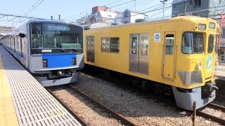 【4K30p】西武新宿線東伏見駅・西武20000系各駅停車西武新宿行き+西武旧2000系2007F 各駅停車本川越行き発車　2022-04-10