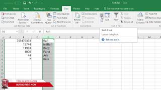 Excel 2016 - Sort Data | Basic Sorting Using Excel 2016