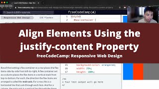Align Elements Using the Justify Content Property (CSS Flexbox) freeCodeCamp Tutorial
