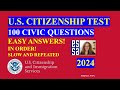 2024 100 Civics Questions and Answers in Order: U S  Citizenship Interview | Slow Easy Answer