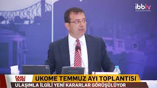 İBB Başkanı Ekrem İmamoğlu UKOME toplantısına katılıyor.