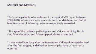 #22912 Transvesical Repair in Vesicovaginal Fistula Surgery: 15-Years Experiences of a Single Center