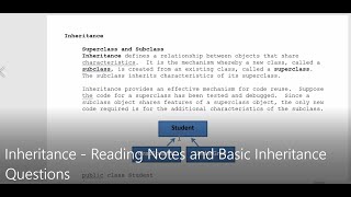 JAVA - Lesson #121 - APCSA - Inheritance Reading Notes and Basic Inheritance Questions