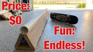 How to Make a DIY Skate Rail for Free | Cheap Skateboarding Hacks Grind Rail