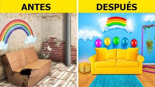 TRANSFORMACIÓN DE UNA HABITACIÓN || Mejores ideas económicas de decoración de 123 GO! CHALLENGE