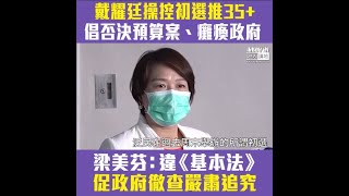 【短片】【癱瘓香港?不能接受!】梁美芬:初選以爭取35+，癱瘓立法會甚至整個香港，以達至政治訴求，違反《基本法》，促政府徹查及嚴肅追究