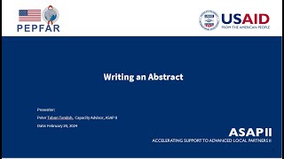 Writing an Abstract- USAID/ASAP II Webinar