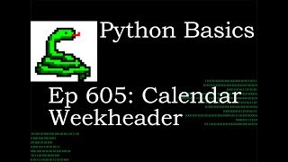 Python Basics Tutorial Calendar Weekheader
