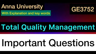 Total Quality Management | Important Questions | Anna University | Tamil