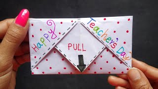 DIY- SURPRISE MESSAGE CARD FOR TEACHER'S DAY |Pull Tab Origami Envelope Card |Teacher's Day Card