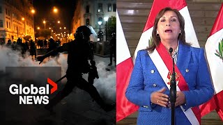 2 dead in Peru protests as President Boluarte calls for elections in 2024