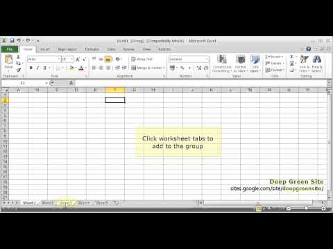 MS Excel 2010 / How to group worksheets