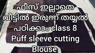 ഓണത്തിന് സ്വന്തമായി puff sleeve cutting blouse തയ്ച്ചിടാം