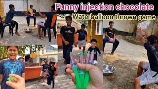 They scared but they got injection chocolate| funny waterballoon thrown game #funny #youtubevideos