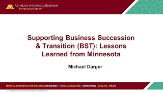 Supporting Business Succession \u0026 Transition: Lessons Learned from Minnesota