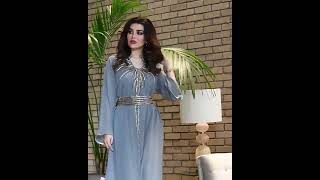 Kaftan Arabic Robe Chiffon Dress Flare Long Sleeves Crystal Belt Fashion Muslim jalabiya for women