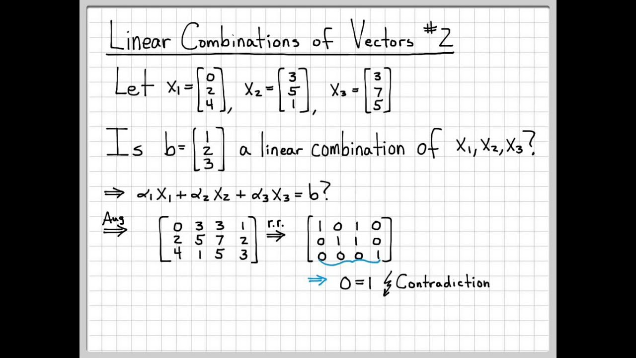 Linear Algebra Example Problems - Linear Combination Of Vectors #2 ...