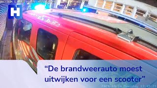 Brandweer moet uitwijken en rijdt dwars door pui van hotel in binnenstad Amsterdam