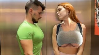 sexy girl big boobs press in lift l bodybuilder sameksss #viral #shorts #tiktok #youtubeshorts #best