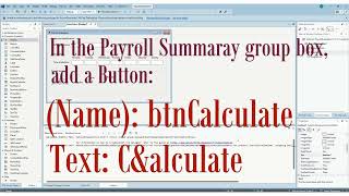 MS Visual Studio - C# -WinForms - Payroll Evaluation - 1 Wee k