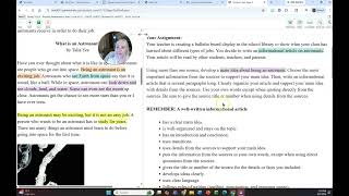 3rd Grade Performance Task Part 2 Full Write Info Essay Astronaut SBA Practice Test