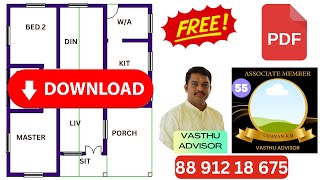 South Facing Vastu Home Plan | 2BHK 1350 Sq Ft Floor Plan with Perfect Vastu Design